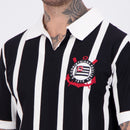 Camisa Retrô Corinthians Contraste Centenário Preta Algodão Masculina