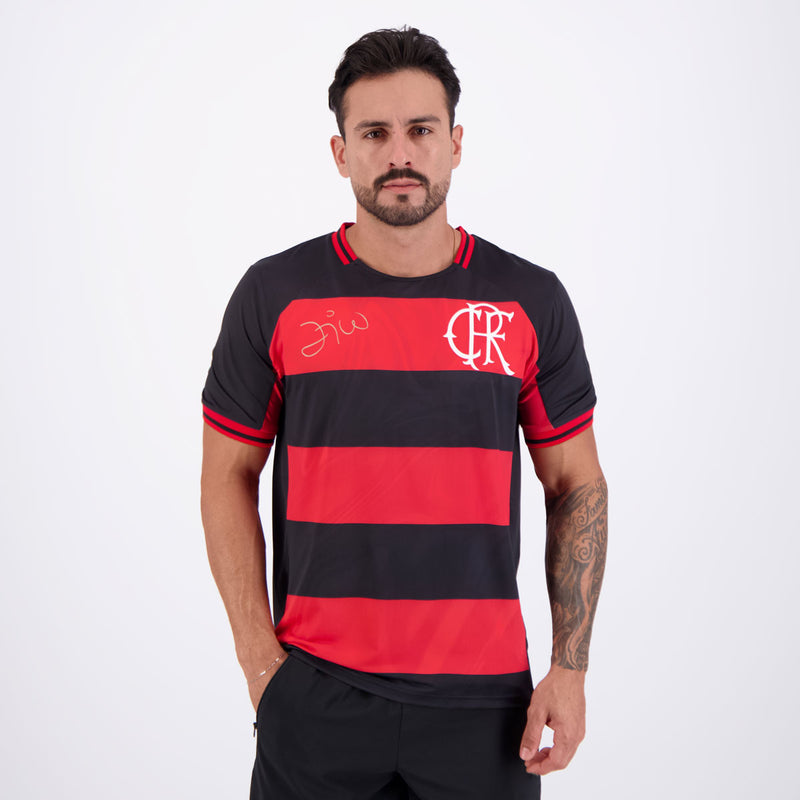 Camisa Flamengo Bench Raglan Masculina Vermelha Zico 10 Conforto Torcedor Rubro-Negro