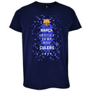 Camiseta Oficial FC Barcelona Spotify Camp Nou Azul Marinho Manga Curta Algodão